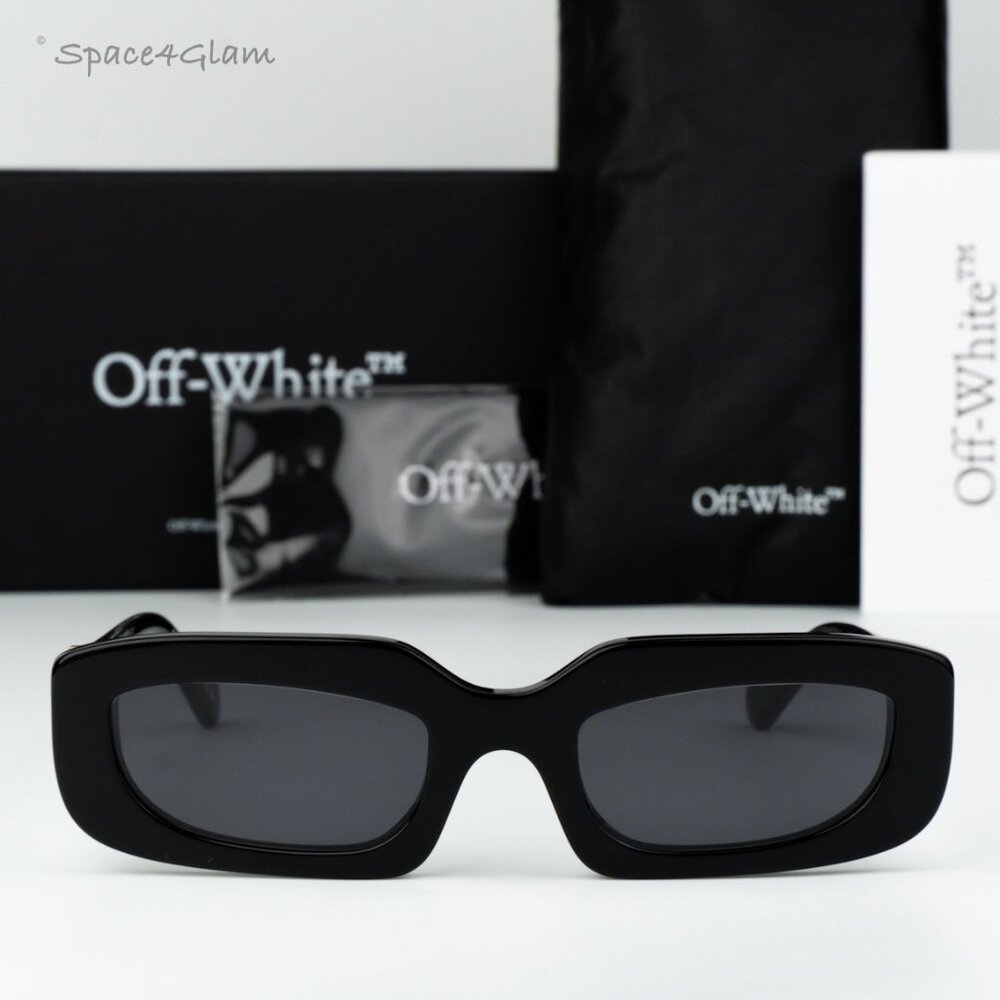 Off-White Men Sunglasses Black Grey Rectangle OERI13C RENTON 1007 BRAND NEW